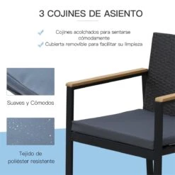 Outsunny Conjunto Muebles De Ratán De 4 Piezas Con Cojines Acolchados 2 Sillone 1 Sofá Para Doble Y Cafetería Vidrio Templado Para Jardín Exterior Terraza Patio Negro Y Gris -Jardín Muebles Ventas e8b4ff6a20df10694b3cf29007c14e61435f1cdd d3f897df51464f25a7aa17270f4e1b1e