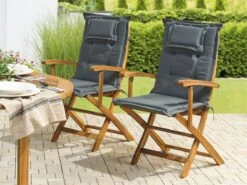 Conjunto De 2 Sillas De Jardín De Madera De Acacia Con Cojines Gris Grafito MAUI