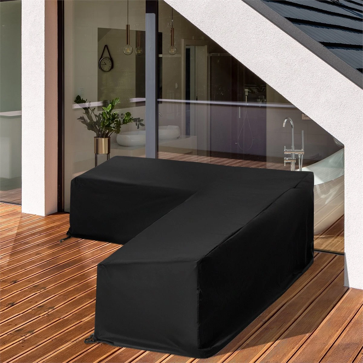 Outsunny Funda Protectora Para Muebles De Jardín En Forma De L Cubierta Para Sofás Exterior Con Hebillas De Tracción Tela Oxford 600D Impermeable 260x192x82 Cm Negro 4 Outsunny Funda Protectora Para Muebles De Jardín En Forma De L Cubierta Para Sofás Exterior Con Hebillas De Tracción Tela Oxford 600D Impermeable 260x192x82 Cm Negro - Imagen 2