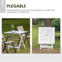 Outsunny Mesa De Jardín Plegable De Madera Maciza Con Agujero Para Sombrilla Mesa Cuadrada De Exterior Para Camping Viaje Picnic Terraza Balcón 70x70x70 Cm Blanco -Jardín Muebles Ventas ec9e28041003a5e09ce0af729faea9f45bff8ed9 75c7b9fe6230426d8659a0f2a8c6334d