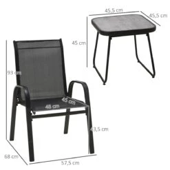 Outsunny Conjunto De Muebles De Jardín 3 Piezas Muebles Exterior Incluye 2 Sillones Apilables Con Tela De Malla Transpirable Y Mesa De Centro Con Tablero SPC Negro -Jardín Muebles Ventas eeca42724b89484c1d674ab27bc0427a21687a73 3022f6808f8a48ae8cd6124796699fc8