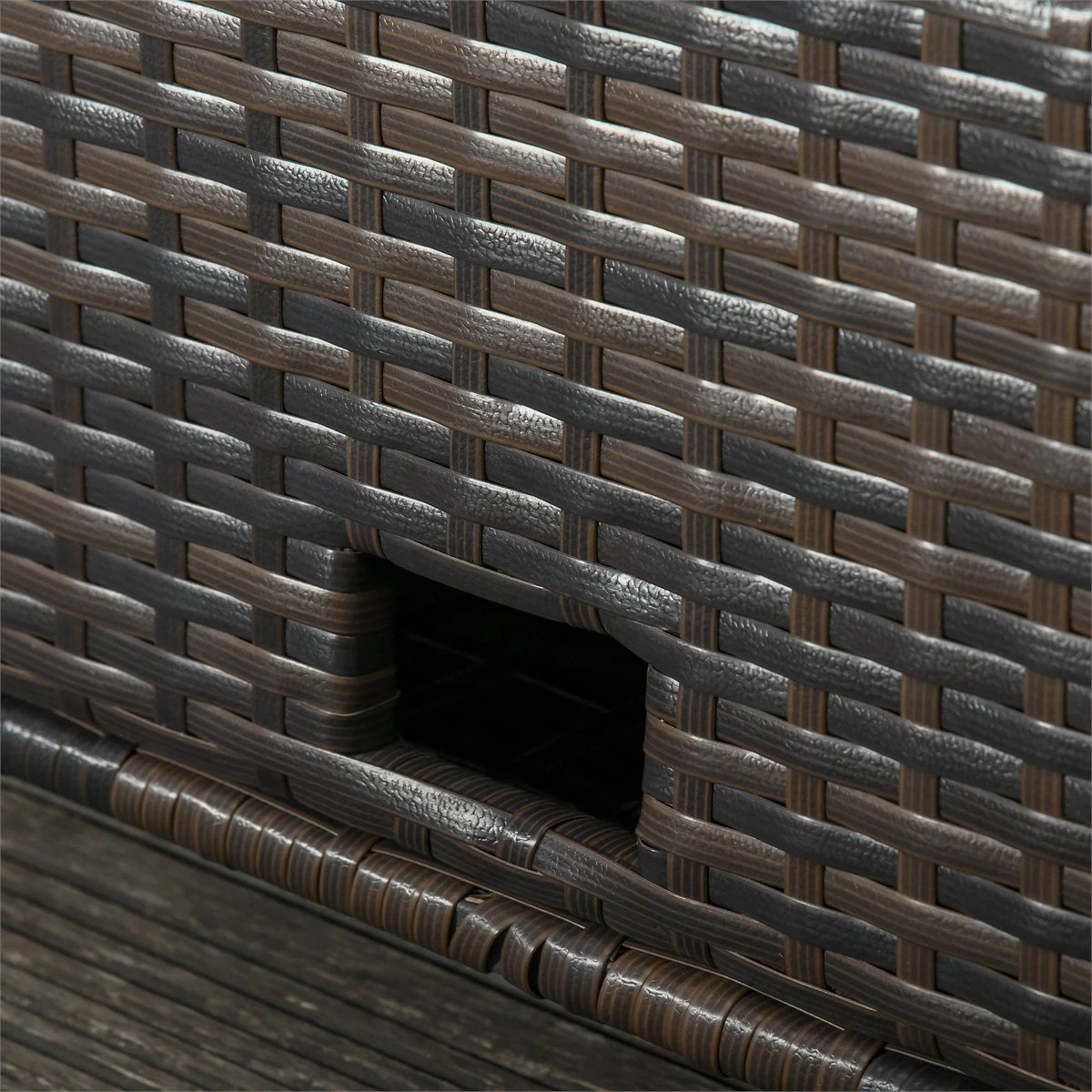 Outsunny Sofá De Ratán De 2 Plazas Con Mesitas Y Reposapiés De Almacenaje Tumbona De Jardín Con Respaldo Inclinable Y Cojines Gruesos Desenfundables 130x72x96 Cm Marrón Y Beige 8 Outsunny Sofá De Ratán De 2 Plazas Con Mesitas Y Reposapiés De Almacenaje Tumbona De Jardín Con Respaldo Inclinable Y Cojines Gruesos Desenfundables 130x72x96 Cm Marrón Y Beige - Imagen 6