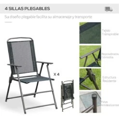 Outsunny Conjunto De Muebles Para Jardín Con 4 Sillas 1 Mesa Y 1 Parasol Texteline Aluminio Y Poliéster Negro -Jardín Muebles Ventas f095d71f5115e62b038b61e120bd2e8591f22d7c 9293688bedc149ab93cf1d1369070e7b