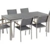 Conjunto De Jardín Mesa Con Tablero De Piedra Natural Pulida Negra 180 Cm, 6 Sillas De Tela Gris GROSSETO -Jardín Muebles Ventas f23a8f3a02ce48902a2c64d05b2e9b9121b3316a 565a42501b504fd2925b76bfc63db0dc