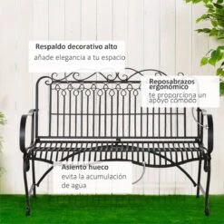 Outsunny Banco De Jardín De 2 Plazas 110x60x97 Cm Banco De Exterior De Metal Con Respaldo Decorativo Y Reposabrazos Para Terraza Balcón Patio Carga 200 Kg Negro 15 Outsunny Banco De Jardín De 2 Plazas 110x60x97 Cm Banco De Exterior De Metal Con Respaldo Decorativo Y Reposabrazos Para Terraza Balcón Patio Carga 200 Kg Negro -Jardín Muebles Ventas f5d8fba46e539f719d8739df761897847943c886 a31e9aba42b94583a1d65d8990a47229