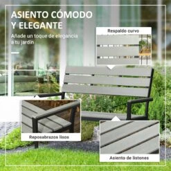 Outsunny Banco De Jardín De 2 Plazas De Plástico Banco Para Exterior Con Respaldo Reposabrazos Y Marco De Acero Para Terraza Balcón Porche Carga 240 Kg 122x65x92 Cm Gris -Jardín Muebles Ventas f7e9291f0e0f2b178ea37f4b8021219faab677b3 3cc061a0d14e4b5fa6490c2898a0e632