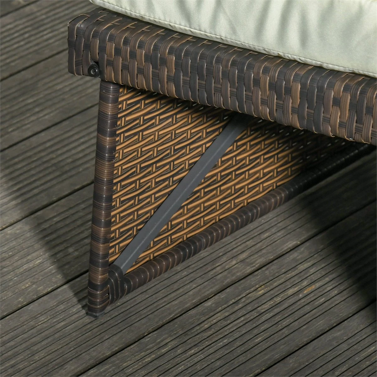 Outsunny Sofá De Ratán De 2 Plazas Con Mesitas Y Reposapiés De Almacenaje Tumbona De Jardín Con Respaldo Inclinable Y Cojines Gruesos Desenfundables 130x72x96 Cm Marrón Y Beige 9 Outsunny Sofá De Ratán De 2 Plazas Con Mesitas Y Reposapiés De Almacenaje Tumbona De Jardín Con Respaldo Inclinable Y Cojines Gruesos Desenfundables 130x72x96 Cm Marrón Y Beige - Imagen 7