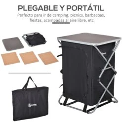 Outsunny Armario Cocina De Camping Plegable Con Paravientos 3 Estantes Bolsa De Almacenamiento Encimera 58X65x93 Cm Para Exterior Acampadas Picnics Tela Oxford Negro -Jardín Muebles Ventas fbf54d749e4dfaa2d6763e8d3d2f4880c8fff46c 8c9815922a8b4c3f888de6b1ddb0d101