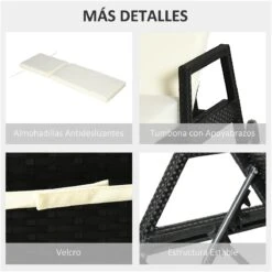 Outsunny Conjunto De 2 Tumbonas De Ratán De Jardín Con Cojines Acolchados Respaldo Ajustable En 5 Posiciones 2 Ruedas Y Tela Extraíble Lavable 67x196x51 Cm Negro -Jardín Muebles Ventas ff0cea777b91d92c1b00df2b400e7edb5c2c697f f90a17780e474f3a84a1dd6ef44fdc48