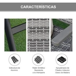 Outsunny Tumbona De Jardín De Ratán 192x74x55 Cm Con Respaldo Reclinable En 7 Posiciones Reposabrazos Y Ruedas Marco De Aluminio Para Patio Terraza Balcón Gris -Jardín Muebles Ventas ff88d8c8071e54dc35cda8451bfdb351b4702232 f916eb732d2e41fe9c17432b9850c075